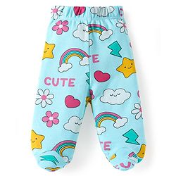 Babyhug Interlock Knit Bootie Leggings With Polka Dot & Unicorn Print Pack of 3 - Yellow Dark Pink & Light Blue
