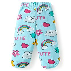Babyhug Interlock Knit Bootie Leggings With Polka Dot & Unicorn Print Pack of 3 - Yellow Dark Pink & Light Blue