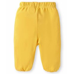 Babyhug 100% Cotton Interlock Knit Bootie Leggings with Stripes & Bus Print Pack of 3 - Yellow Light Blue & Pink