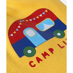 Babyhug 100% Cotton Interlock Knit Bootie Leggings with Stripes & Bus Print Pack of 3 - Yellow Light Blue & Pink