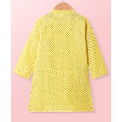 Babyhug Woven Full Sleeves Solid Kurta Pyjama Set - Yellow