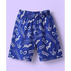 Babyhug Marvel Single Jersey Knit Half Sleeves Shorts Night Suit With Spider-Man Graphic - White & Blue