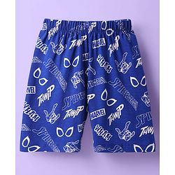 Babyhug Marvel Single Jersey Knit Half Sleeves Shorts Night Suit With Spider-Man Graphic - White & Blue