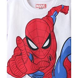 Babyhug Marvel Single Jersey Knit Half Sleeves Shorts Night Suit With Spider-Man Graphic - White & Blue