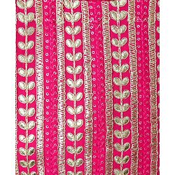 Babyhug Woven Sleeveless Choli Lehenga Set & Dupatta With Floral Embroidery & Lace Detailing - Fuschia