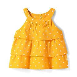 Babyhug Single Jersey Knit Sleeveless Halter Neck Top & Shorts Set with Polka Dots Print & Bow Applique - Yellow & Blue