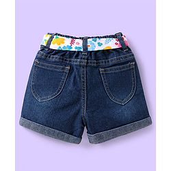 Babyhug Single Jersey Knit Sleeveless Top & Shorts Set with Floral Print - White & Blue