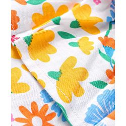 Babyhug Single Jersey Knit Sleeveless Top & Shorts Set with Floral Print - White & Blue