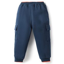 Babyhug Cotton Looper Knit Full Length Lounge Pant With Patch Detailing - Navy Blue