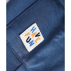 Babyhug Cotton Looper Knit Full Length Lounge Pant With Patch Detailing - Navy Blue