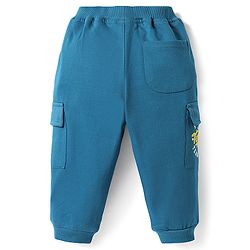 Babyhug Cotton Looper Knit Full Length Lounge Pant With LA Print - Blue