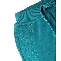 Babyhug Cotton Looper Knit Full Length Cut & Sew Lounge Pant with Patch Detailing - Teal Blue