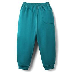 Babyhug Cotton Looper Knit Full Length Cut & Sew Lounge Pant with Patch Detailing - Teal Blue