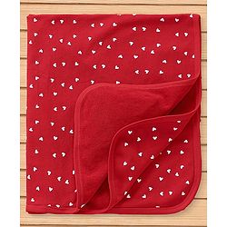 Babyhug Cotton Terry Woven Bath Towel With Heart Print L 76 x B 76 cm - Red