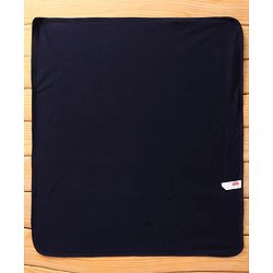 Babyhug Terry Cotton Knit Hooded Towel with Dolphin Patch L 76 x B 76 cm - Navy Blue