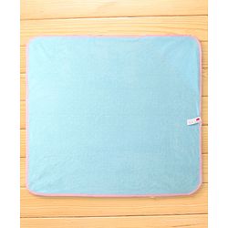 Babyhug Terry Knit Hooded Towel with Bird Embroidery & Polka Dot Print L 76.2 x B 76.2 cm - Light Blue