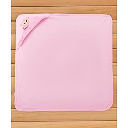 Babyhug Cotton Interlock Knit Hooded Towel with Bear Print L 76.2 x B 76.2 cm - Pink