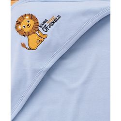 Babyhug Cotton Interlock Knit Hooded Towel with Lion Print L 76.2 x B 76.2 cm - Light Blue