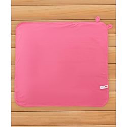 Babyhug Cotton Interlock Knit Hooded Towel with Giraffe Print L 76.2 x B 76.2 cm - Pink