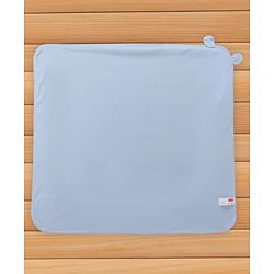 Babyhug Cotton Interlock Knit Hooded Towel with Hippo Print L 76.2 x B 76.2 cm - Light Blue
