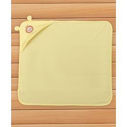 Babyhug Cotton Interlock Knit Hooded Towel with Lion Print L 76.2 x B 76.2 cm - Yellow