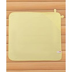 Babyhug Cotton Interlock Knit Hooded Towel with Lion Print L 76.2 x B 76.2 cm - Yellow