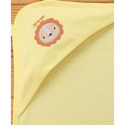 Babyhug Cotton Interlock Knit Hooded Towel with Lion Print L 76.2 x B 76.2 cm - Yellow