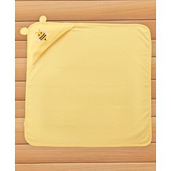 Babyhug Cotton Interlock Knit Hooded Towel with Bee Print L 76.2 x B 76.2 cm - Orange