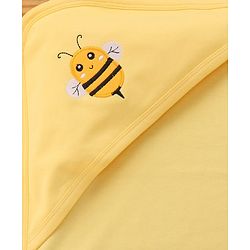 Babyhug Cotton Interlock Knit Hooded Towel with Bee Print L 76.2 x B 76.2 cm - Orange
