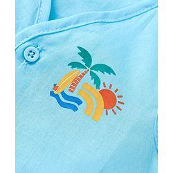 Babyhug Cotton Sleeveless Front Open Jhabla with Stripes & Beach Print Pack of 3 - Light Blue