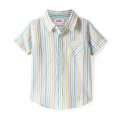 Babyhug Cotton Woven Half Sleeves Striped Shirt - Multicolour