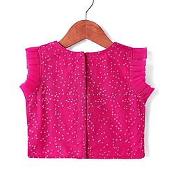 Babyhug Woven Sleeveless Lehenga Choli Set And Dupatta With Sequinned Embroidery & Lace Detailing - Dark Pink
