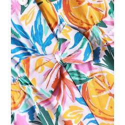 Babyhug Cotton Knit Sleeveless Jumpsuit with Tropical Theme Print - White