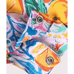 Babyhug Cotton Knit Sleeveless Jumpsuit with Tropical Theme Print - White