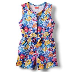 Babyhug Cotton Knit Sleeveless Jumpsuit with Floral Print - Blue
