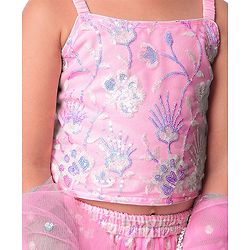 Babyhug Woven Sleeveless Floral Sequenced Embroidered Choli Lehenga Set With Dupatta - Pink