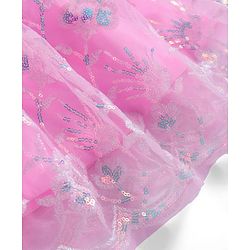Babyhug Woven Sleeveless Floral Sequenced Embroidered Choli Lehenga Set With Dupatta - Pink