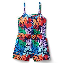 Babyhug Cotton Knit Sleeveless Jumpsuit With Floral Print - Navy Blue