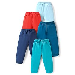 Babyhug Cotton Jersey Knit Full Length Solid Lounge Pants Pack of 5 - Multi Color