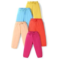 Babyhug Cotton Jersey Knit Full Length Solid Lounge Pants Pack of 5 - Multi Color