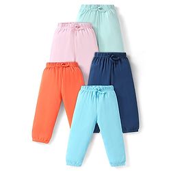 Babyhug Cotton Jersey Knit Full Length Solid Lounge Pants Pack of 5 - Multicolor