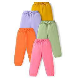 Babyhug Cotton Jersey Knit Full Length Solid Lounge Pants Pack of 5 - Multicolor