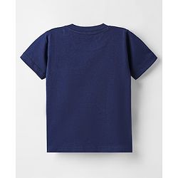 Babyhug Cotton Knit Half Sleeves T-Shirt with Dino Print - Navy Blue