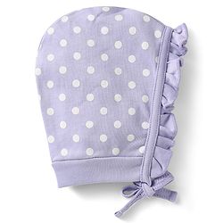 Babyhug 100% Cotton Polka Dots & Floral Printed Bonnet Bonnet Caps with Knot Pack of 2 Yellow & Lavender - Diameter 11.5 cm