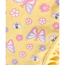 Babyhug 100% Cotton Polka Dots & Floral Printed Bonnet Bonnet Caps with Knot Pack of 2 Yellow & Lavender - Diameter 11.5 cm