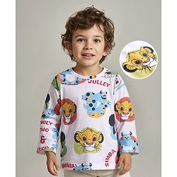 Babyhug Disney Single Jersey Knit Full Sleeves T-Shirt with Disney Characters Print - White