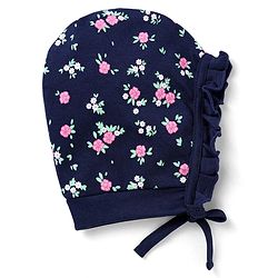 Babyhug 100% Cotton Interlock Knit Bonnet Bonnet Caps With Polka Dot & Floral Print Pack Of 2  Pink & Black - Diameter 16