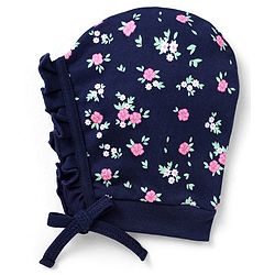 Babyhug 100% Cotton Interlock Knit Bonnet Bonnet Caps With Polka Dot & Floral Print Pack Of 2  Pink & Black - Diameter 17