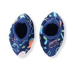 Babyhug 100% Cotton Knit Cap Mittens & Booties With Dino Print - Navy Blue
