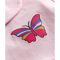 Babyhug Cotton Knit Half Sleeves Frock with Bloomer & Butterfly Graphic - Pink